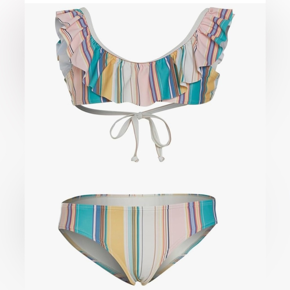 O’Neill Striped Ruffle Bikini Set